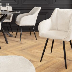 Draaibare Retro Stoel AVIGNON beige chenille zwarte metalen poten - 46470