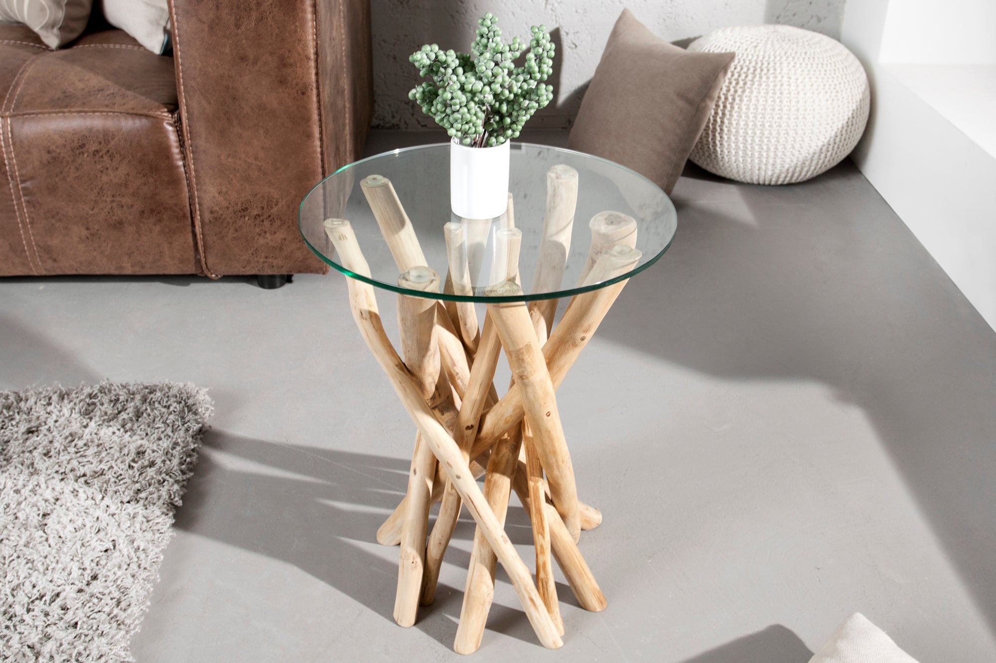 Design Bijzettafel DRIFTWOOD 40cm Teak Ronde salontafel - 19807-1
