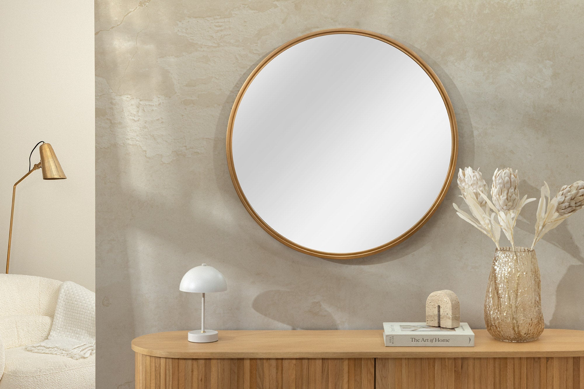 Ronde wandspiegel PORTRAIT 60cm goud ijzer handgemaakt - 46096