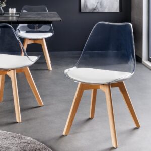Design Stoel SCANDINAVIA MEISTERSTÜCK transparant wit kunststof beukenhout naturel - 44164