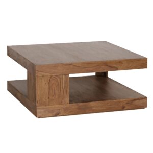 salontafel massief hout Sheesham 90cm Ontwerp salontafel donkerbruine landelijke stijl tafel - WL6.227