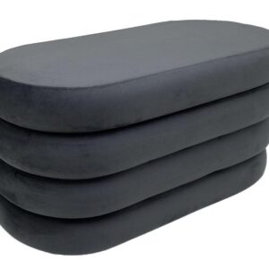 Bankje VOGUE 85cm ovaal bekleed met opbergvak fluweel grijs - 48926