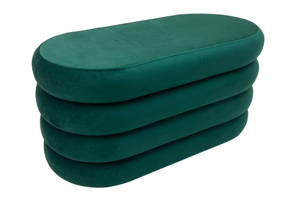 Bankje VOGUE 85cm ovaal bekleed met opbergruimte fluweel groen - 48925