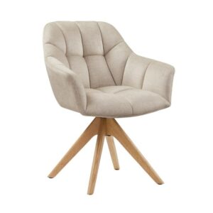 Draaibare fauteuil PAPILLON 180° met armleuningen fluweel beige eik - 48894