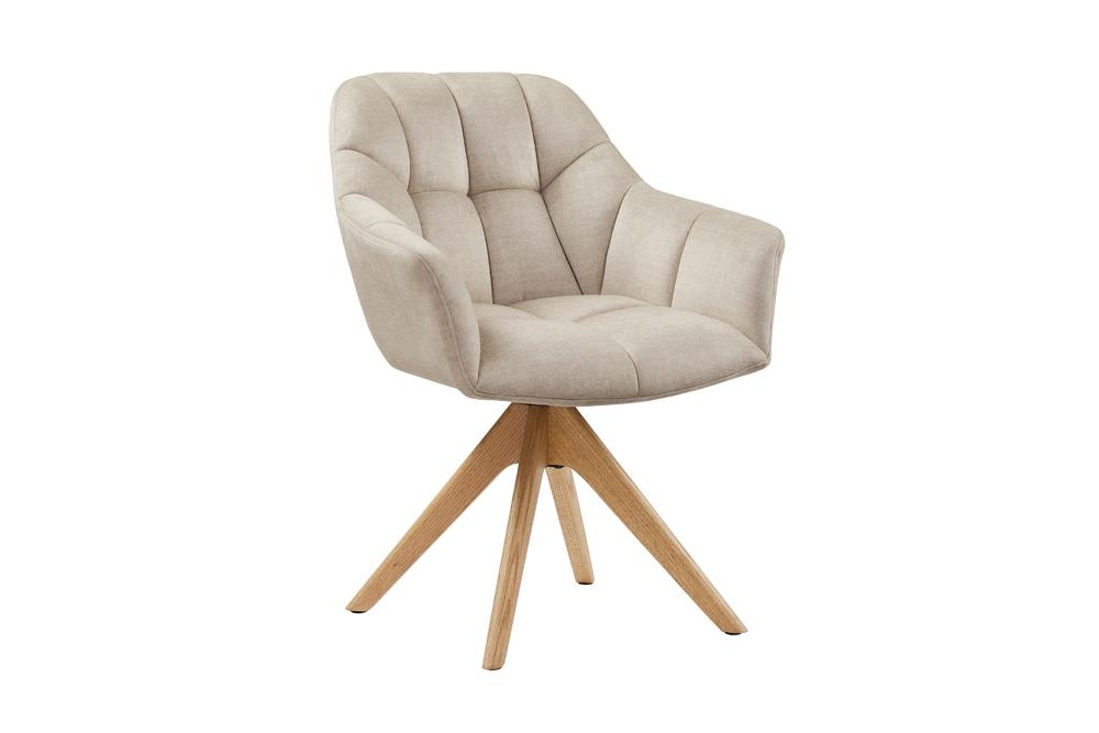 Draaibare fauteuil PAPILLON 180° met armleuningen fluweel beige eik - 48894