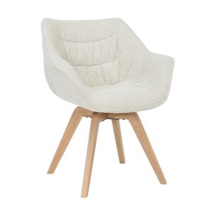 Fauteuil THE DUTCH COMFORT 180° auto-return met armleuningen bouclé tweed zacht beige natuurlijk - 48832