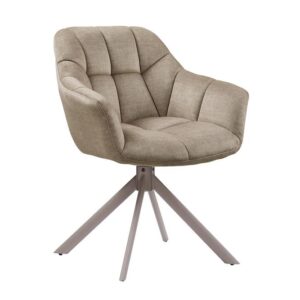 Draaibare fauteuil PAPILLON roteerbaar 180° met armleuningen fluweel beige greige - 48814