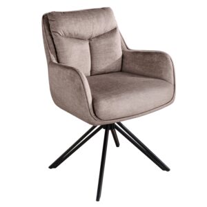 Draaibare fauteuil PROMETHEUS roteerbaar 180° met armleuningen vogue velours fluweel taupe - 48758