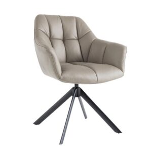 Draaibare fauteuil PAPILLON 180° met armleuningen leer taupe - 48674