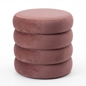 Kruk VOGUE 40cm rond bekleed met opbergruimte fluweel rosé - 48638
