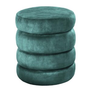 Kruk VOGUE 40cm rond bekleed met opbergruimte fluweel groen - 48637