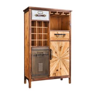 Bar cabinet ATELIER 120cm pine wood vintage brown - 48168