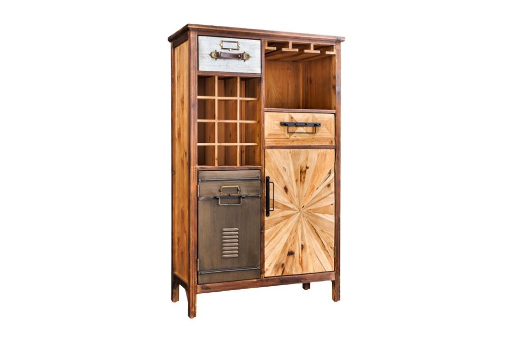 Bar cabinet ATELIER 120cm pine wood vintage brown - 48168