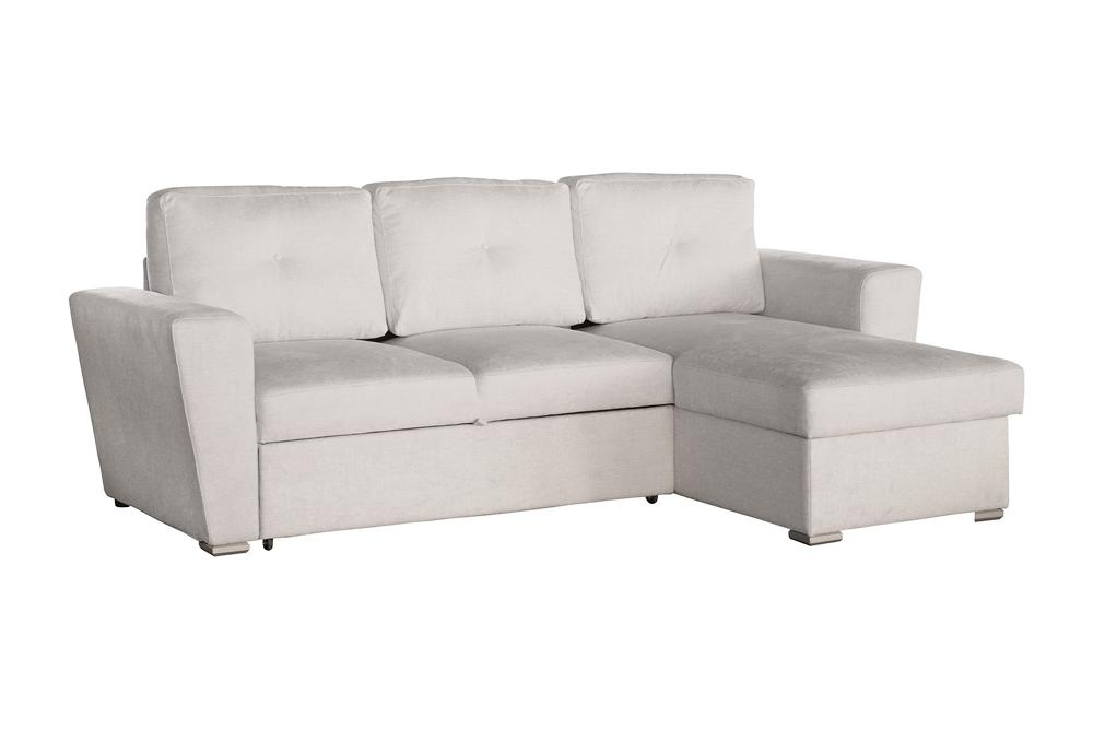 Slaapbank APARTMENT 245cm 3-zits met ottoman en opbergruimte textielstof beige - 47598