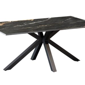 Koffietafel GALAXIE 100cm met sterrenframe keramiek zwart goud zand - 46902
