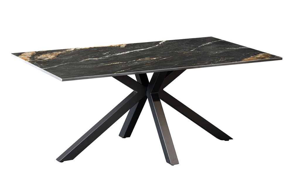 Koffietafel GALAXIE 100cm met sterrenframe keramiek zwart goud zand - 46902