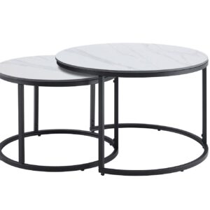 Salontafel ELEGANCE 75cm set van 2 keramiek wit - 46895