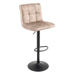 Barkruk MODENA 92-116cm 360° draaibaar fluweel champagne beige met zwart metalen frame - 46707