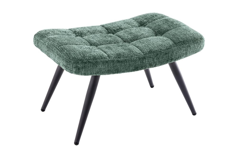 Kruk SCANDINAVIA met zwarte metalen poten groen chenille stof - 46517