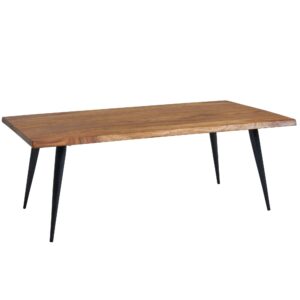 Koffietafel Massief Sheesham-Hout en Metaal 110x60x40 cm Salontafel Bruin | Vierkante Tafel Woonkamer Moderne met Boomrand | Lage Bijzettafel Woonkamertafel - WL6.543