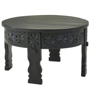 Salontafel mangohout zwart 60x36x60 cm - WL6.349