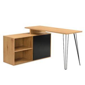 Bureau zwart L-vorm 130 cm breed - WL7.631
