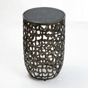 Bijzettafel glas aluminium zwart 30 cm - WL7.523
