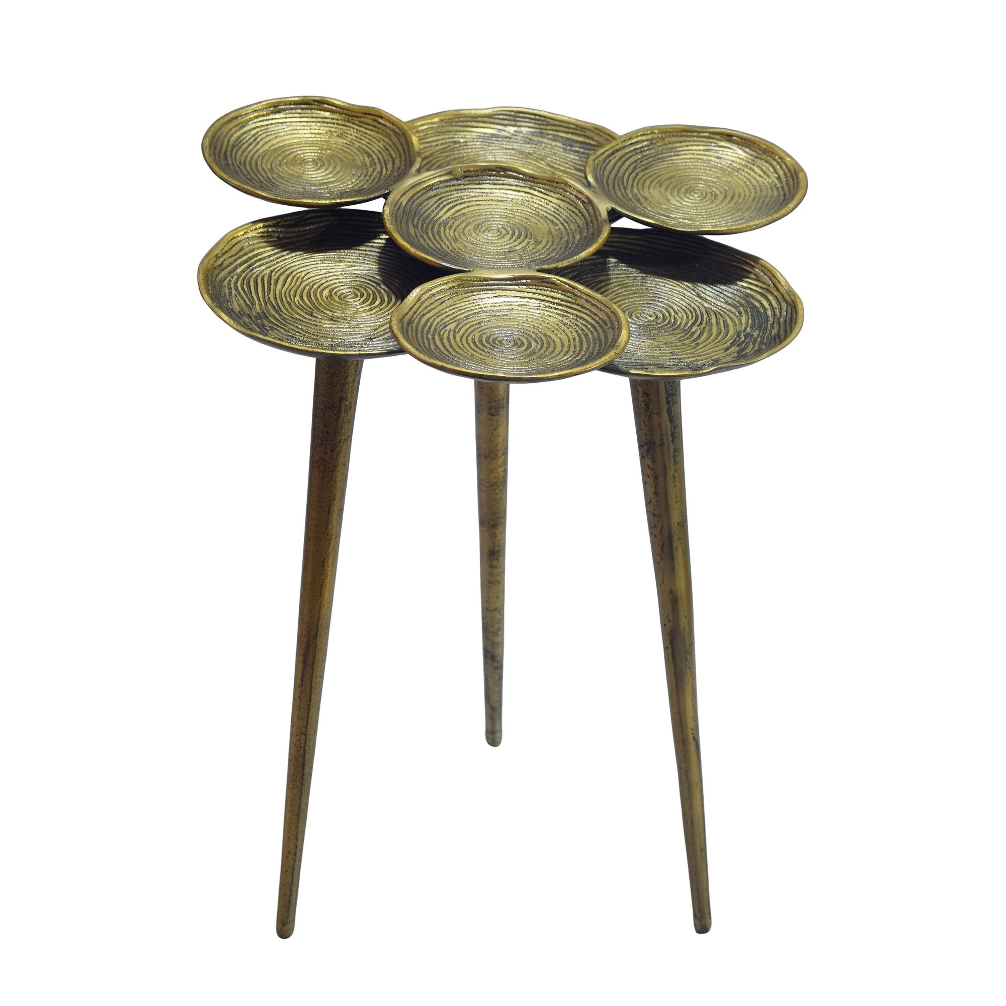 Bijzettafel aluminium goud 46 cm rond - WL7.519