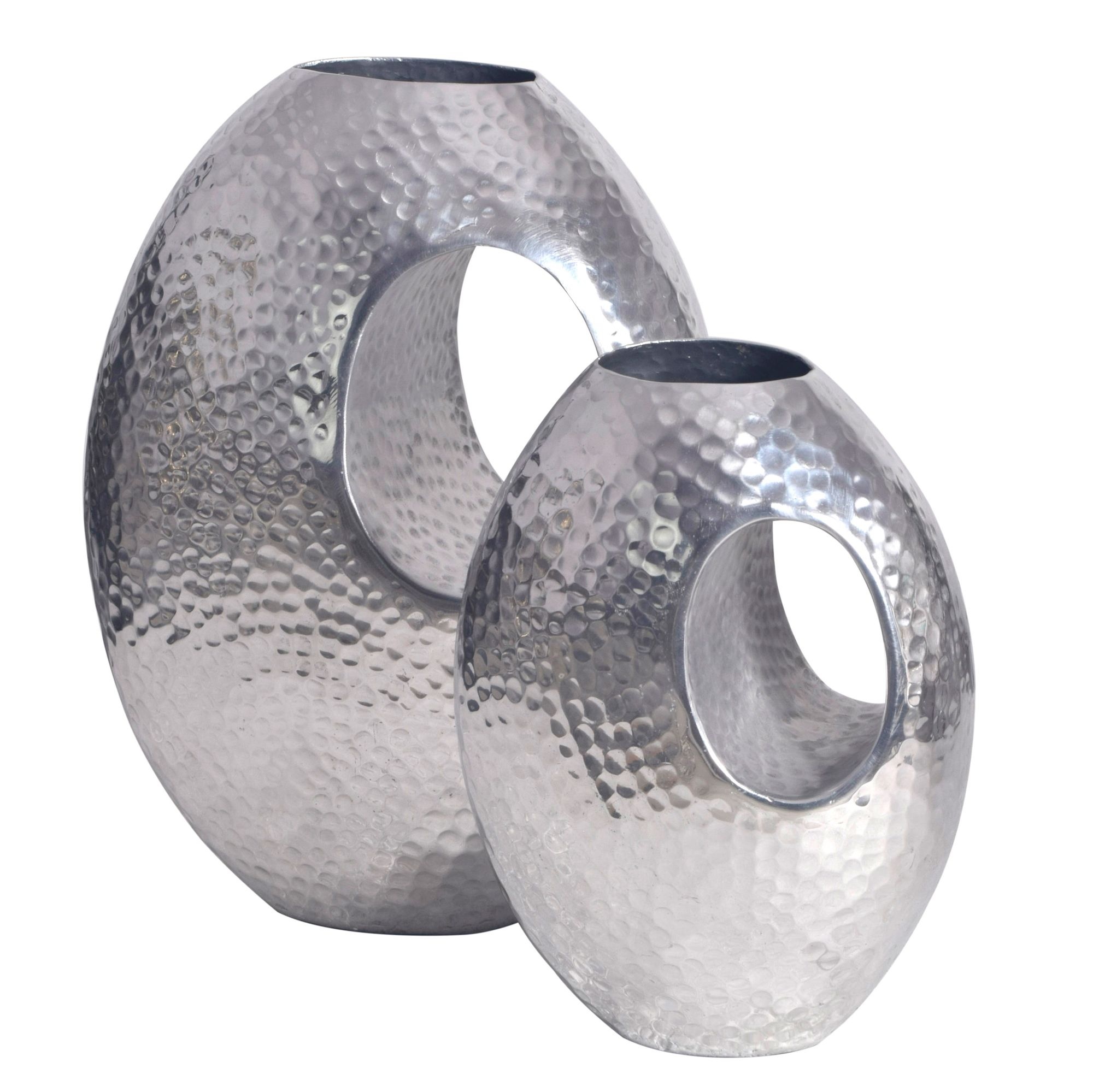 Vaas zilver aluminium met handvat 39 cm - WL7.189