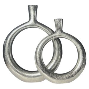 Vaas zilver aluminium donut set 2 - WL7.176