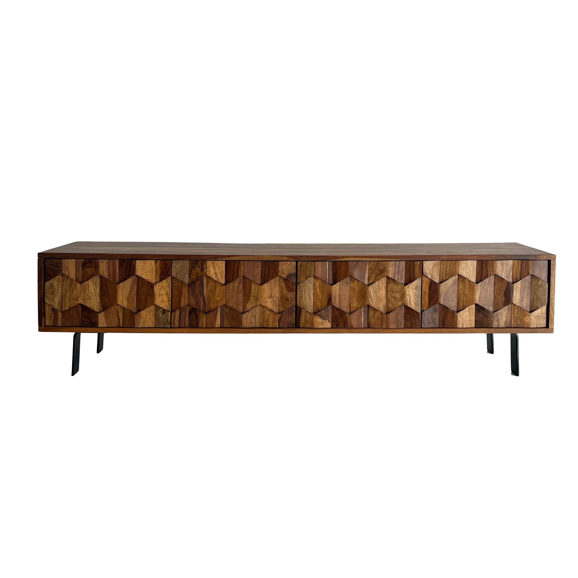Tv-meubel TV- sheeshamhout zwart 160 cm Zwart - WL7.030