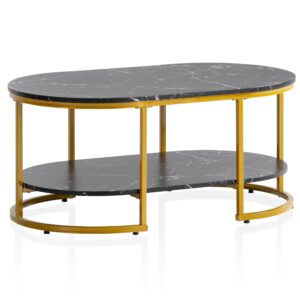 Salontafel zwart marmerlook 100x60 cm - WL6.896