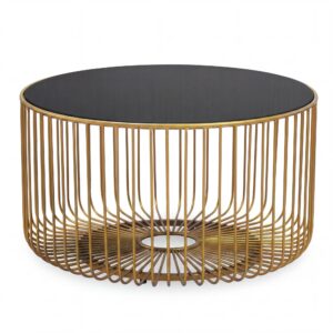 Salontafel glas metaal goud rond 60 cm - WL7.507