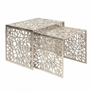 Bijzettafelset aluminium zilver 2-delig - WL7.504