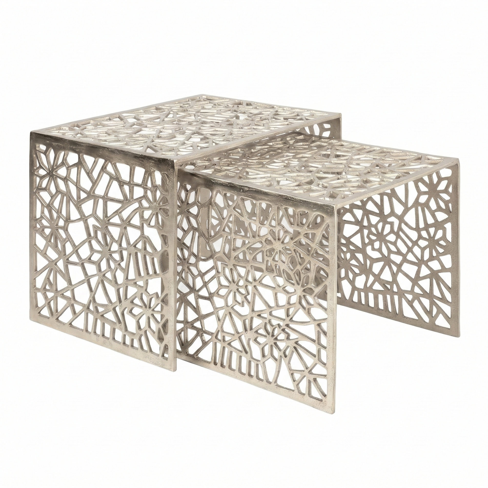 Bijzettafelset aluminium zilver 2-delig - WL7.504