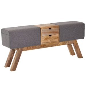 Bank stof grijs 120 cm lang - WL6.480