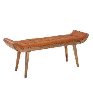 Bank echt leer bruin 125 cm lang - WL6.479