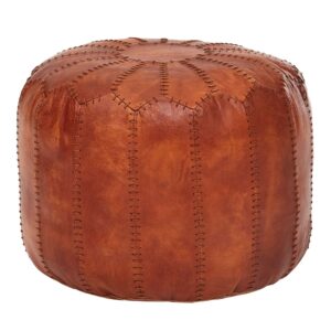 Poef bruin leer 52x40x52 cm - WL6.088