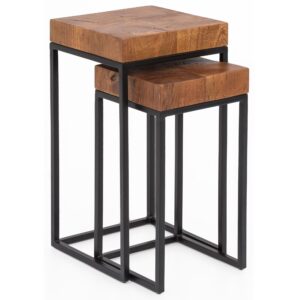 Bijzettafelset sheeshamhout 2-delig 30x60 cm - WL5.660