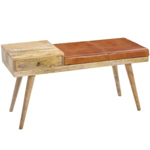 Bank SALIM geitenleer bruin 100 cm - WL5.322
