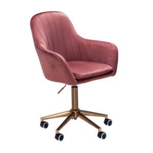 Bureaustoel fluweel roze 52 cm breed - SPM1.431