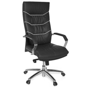 Bureaustoel FERROL leer zwart 70 cm - SPM1.163