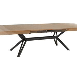 GIANT eettafel 200-320 cm, uitschuifbaar, natuurlijke walnoothouten look met zwart metalen frame - 46567