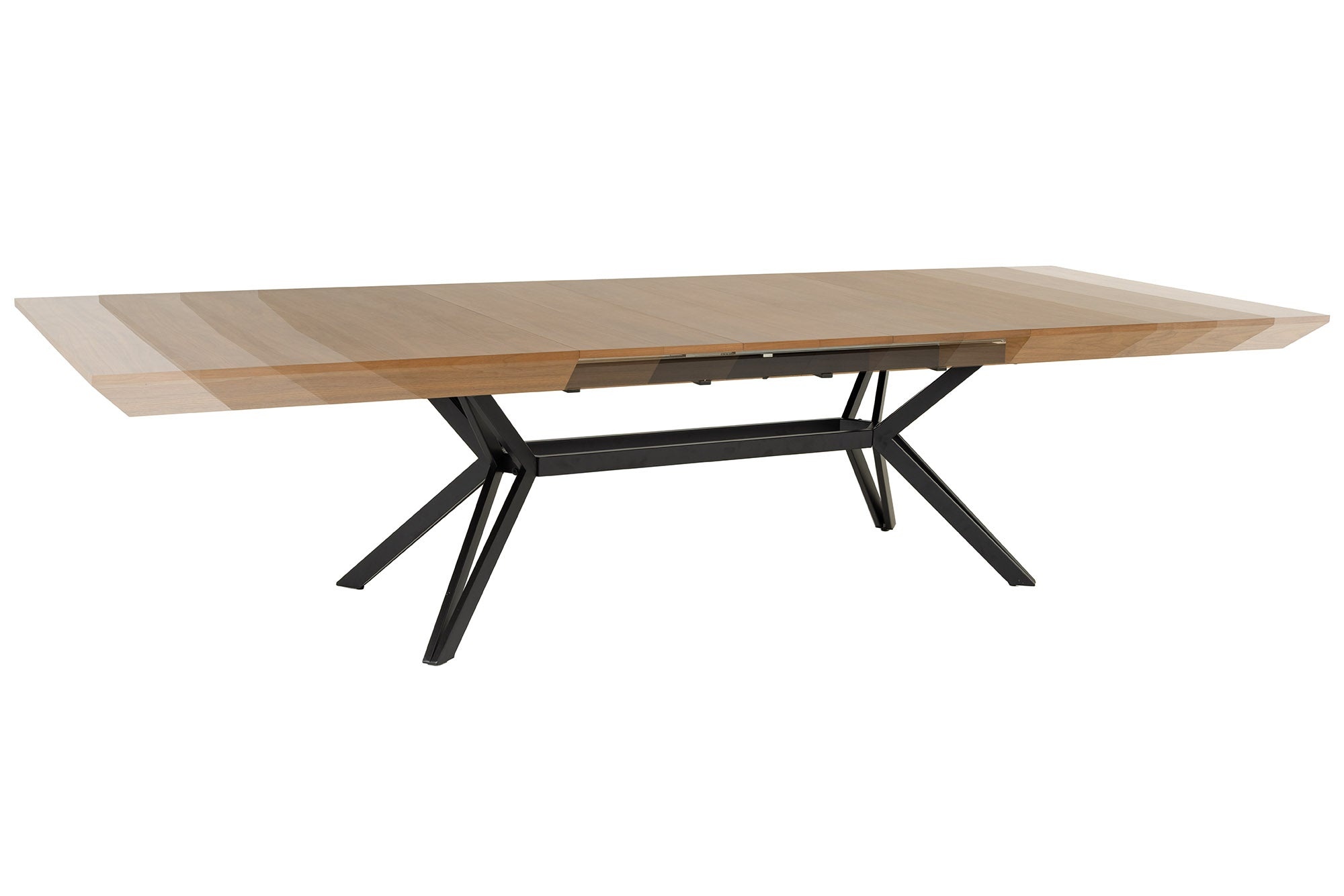 GIANT eettafel 200-320 cm, uitschuifbaar, natuurlijke walnoothouten look met zwart metalen frame - 46567