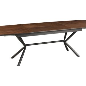 Eettafel GRANDEZZA 180-270 cm uitschuifbaar, natuurlijke walnootlook met zwart metalen frame - 46568