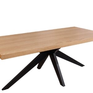 Eettafel ZEUS 200 cm, natuurlijke eikenhoutlook met zwart metalen frame - 46574