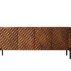 TV-bord ADLON 160 cm 3D massief mangohout met zwart frame - 47584