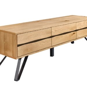 TV-onderkast LIVING EDGE 160 cm eikenhout met zwarte poten - 46342