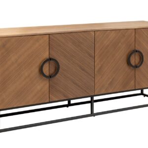 Dressoir GRANDEZZA 180 cm, walnoothoutlook met zwart metalen frame - 46556