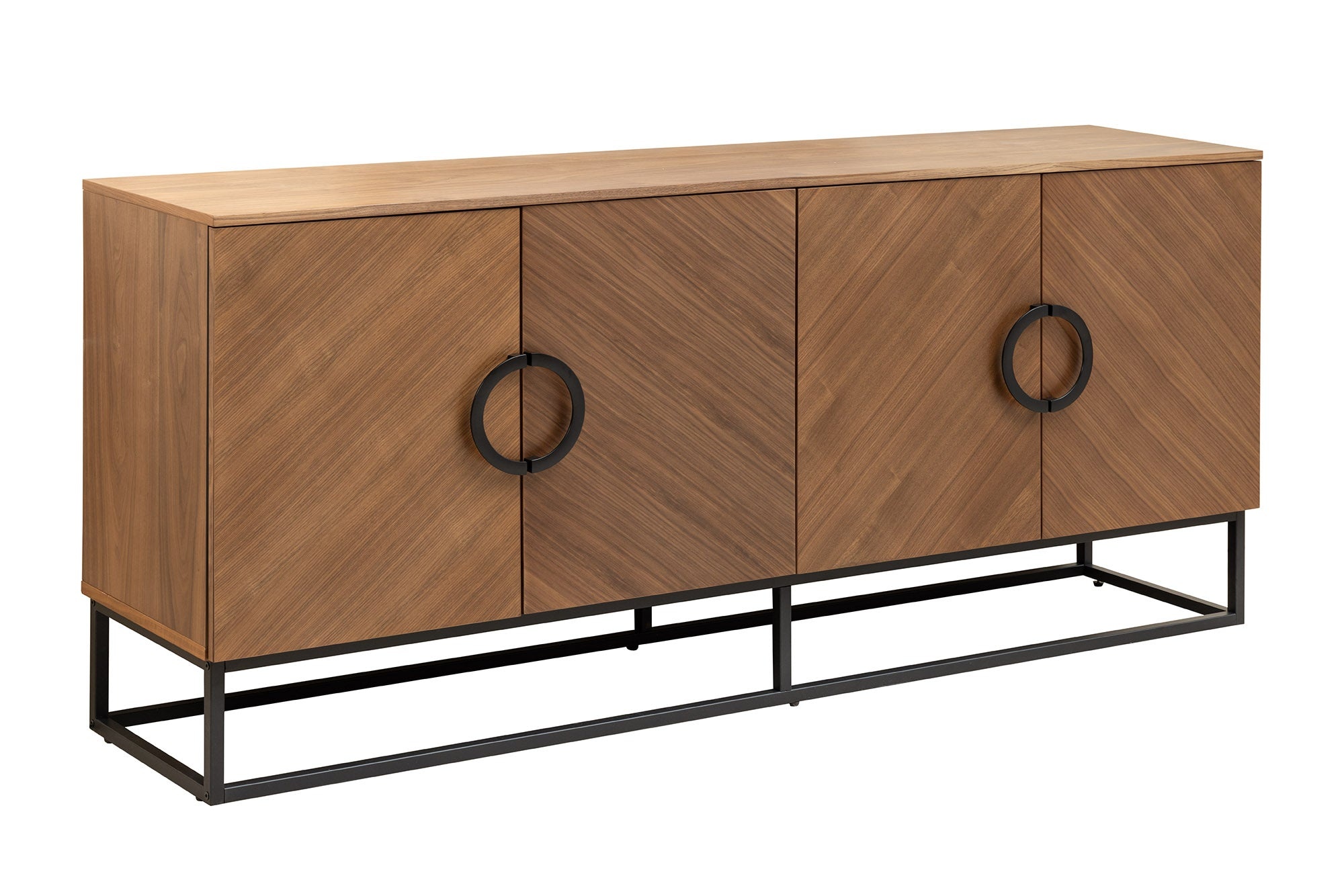Dressoir GRANDEZZA 180 cm, walnoothoutlook met zwart metalen frame - 46556